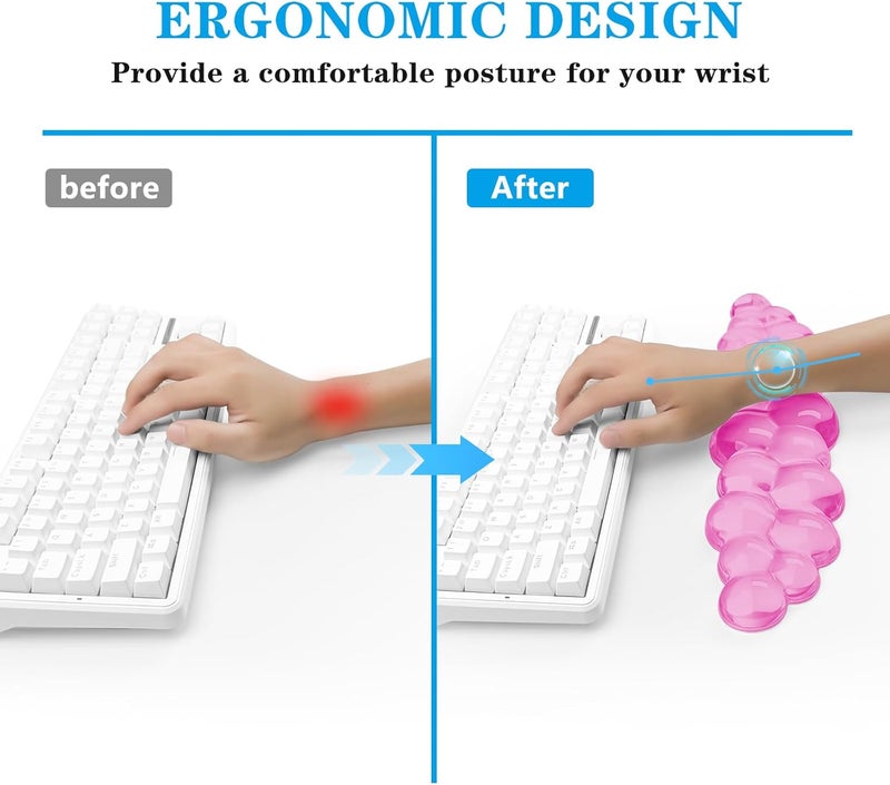 KEPUTAIER Gel Cloud Keyboard Wrist Rest, Cute Wrist Support and Arm Support Keyboard Rest for Keyboard Typing Pain Relief，Suitable for Office/Computer/Laptop/Gaming（Keyboard Wrist Rest Pink） - Image 2